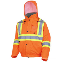 Custom Safety orange Work Wear Jacket Quilted Safety Bomber Jacket Waterproof Work Uniforms Men